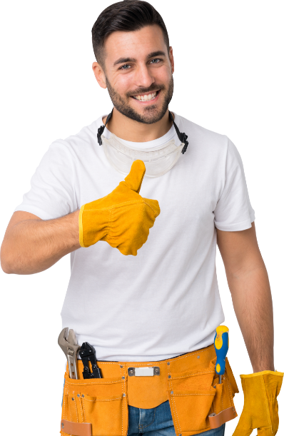 young electrician man isolated wall